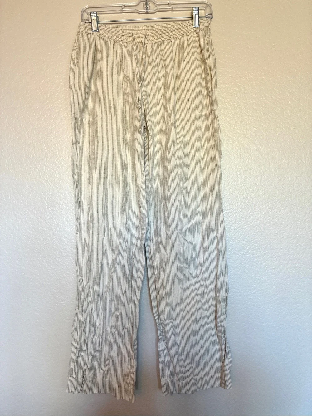 Merona Men's XS Linen/Cotton Lightweight Cream & Black Striped Relaxed Pants